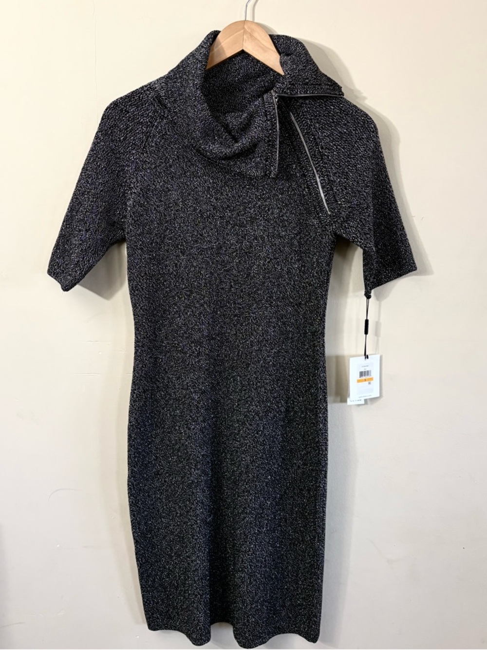 Calvin Klein Metallic Grey Sweater Dress Size Small New - Picture 7 of 9